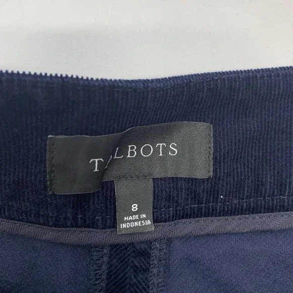 Talbots Corduroy Skirt 8 Navy Blue Pockets Above Knee Stretch Casual Work Travel - Picture 5 of 8